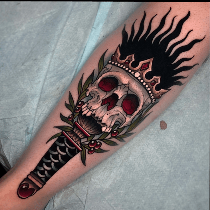 Tattoo uploaded by Ick Abrams • Skull torch on the shin! • Tattoodo