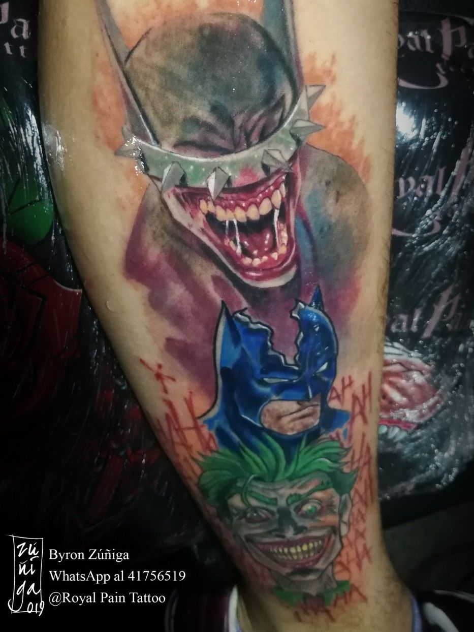 Tattoo uploaded by Byron Zuñiga • Batman que rie #royalpaintattoo  #byronzuñiga #geektattoo #comictattoo #guatemala #dccomics #eternalink  #peakneedles • Tattoodo