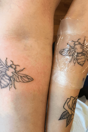 Matching bee tattoos with my friend 