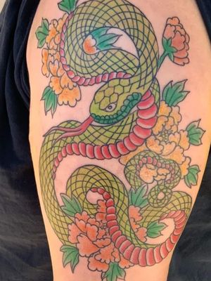 Traditional japanese snake tattoo