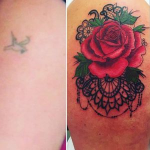 Before and after of a cover up