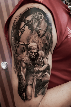 O arcanjo e o tempo.#tattoo #tatuagem #tatouage #arcanjomiguel #saomiguel #relogio #blackangray #pretoecinza #black #arm #tatuagemmasculina #braco #kikotattoorio #tiwatattoo #tattoo2me #tattodo #draw #design #ufrrj #riodejaneiro #saopaulo #manaus #amazonas #barradatijuca #ink #bondibeach #berlin #tokio #brasil 