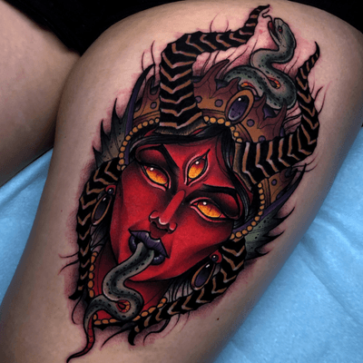Demon lady on the thigh