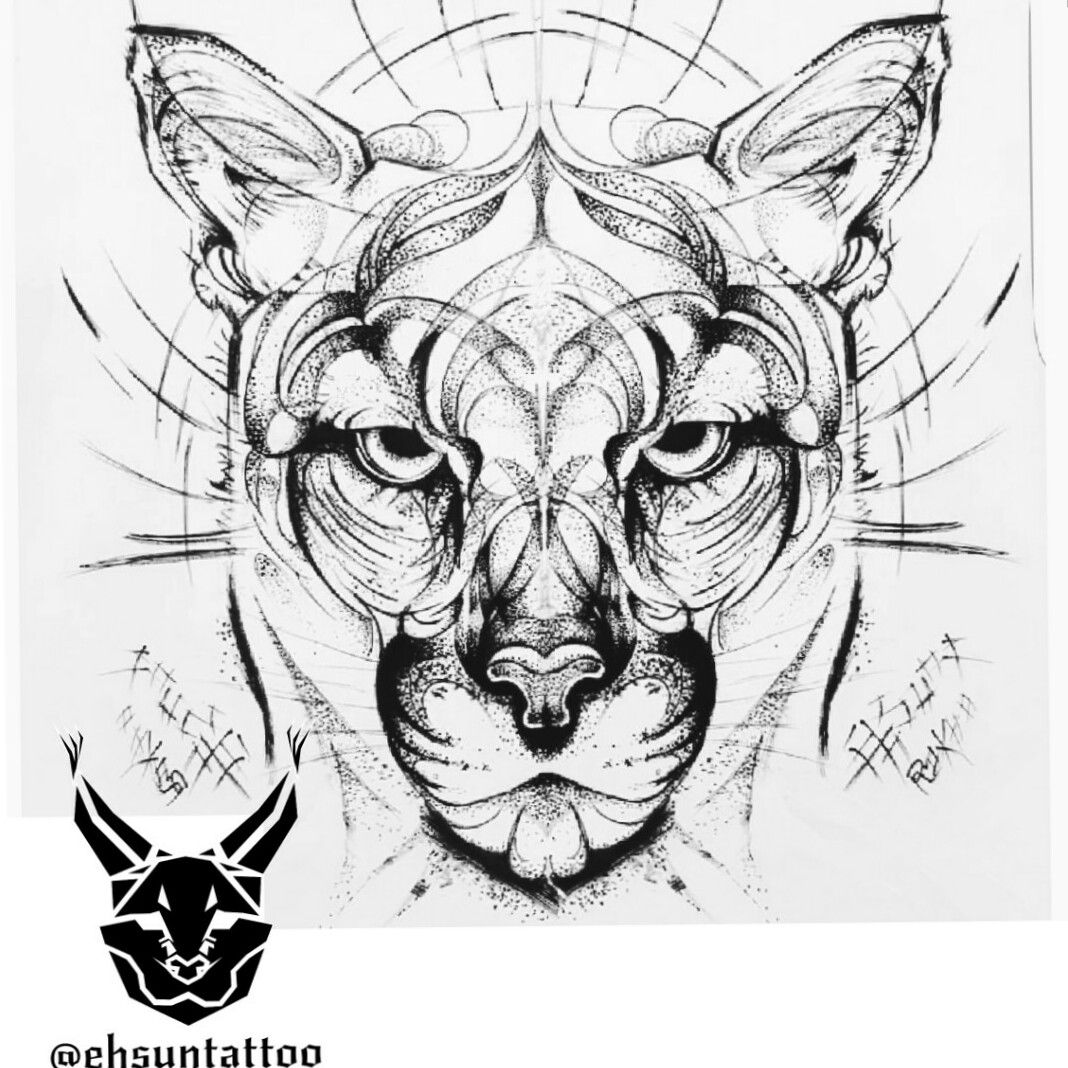 Black and Gray Puma Tattoo by George Bardadim TattooNOW