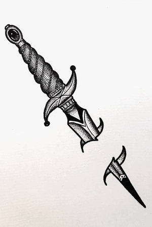 Neo traditional blackwork stillle dagger flash tattoo