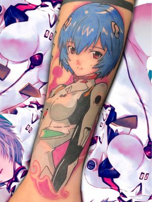 Anime tattoo by Goretaku #Goretaku #animetattoo #anime #manga #animation #cartoon #newschool #illustrative #Japanese #Japaneseinspired #neongenesisevangelion #arm