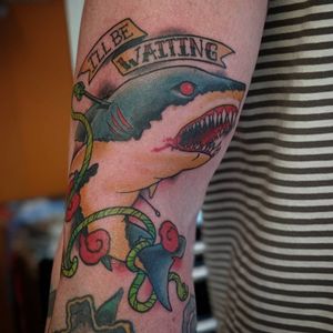Neotrad Shark #yeg #yegarts #tattoo #edmonton #neotraditional #newschooltattoo #edmontontattoo #edmontontattooartist #neotradsub #yegtattoo 