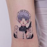 Anime tattoo by Log Tattoo #LogTattoo #animetattoo #anime #manga #animation #cartoon #newschool #illustrative #Japanese #Japaneseinspired #gun #maid #kawaii #pastel #arm