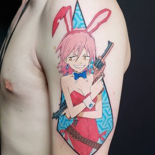 Tatuaje de anime de Aki de Diablo Art #Aki #DiabloArt #FLCL #animetattoo #anime #manga #animation #cartoon #newschool #illustrative #Japanese #Japaneseinspired #arm