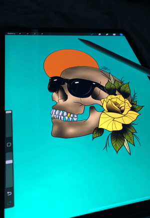 •Summer Skull Rose• {Available} design created on Procreate. Follow me on Instagram @gmmtattoons