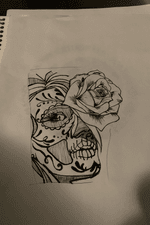 Sugar skull ink pen drawing 