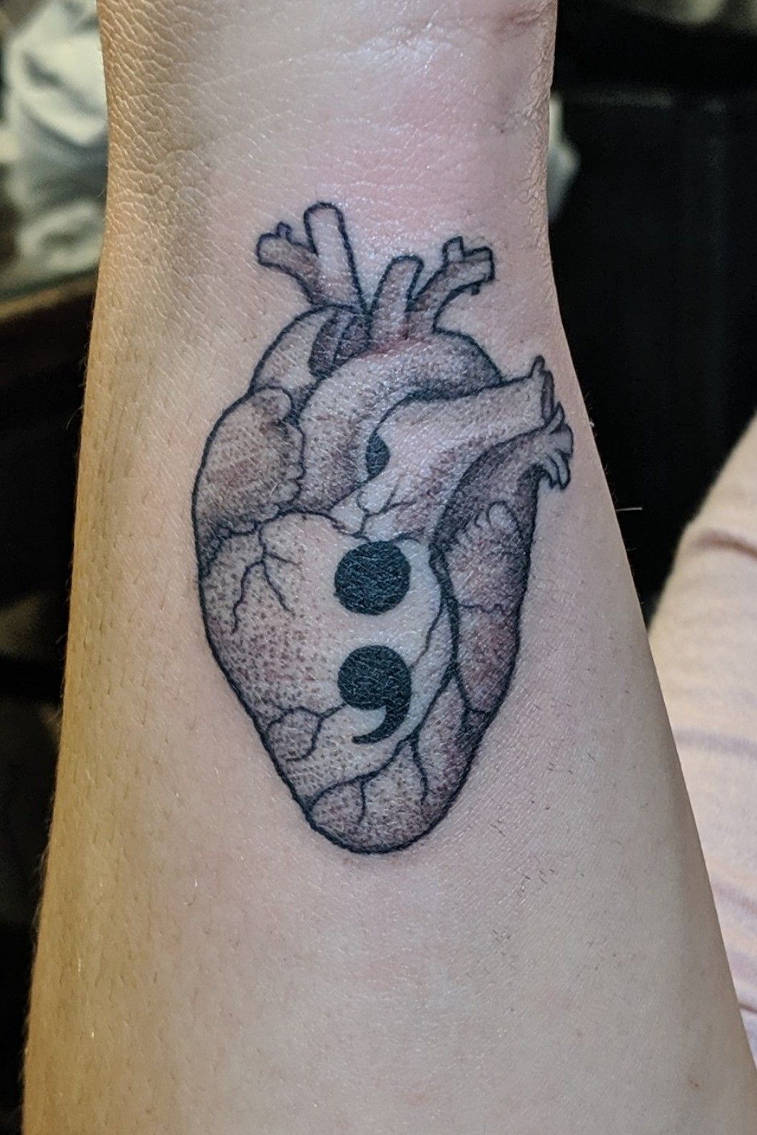 Semi colon heart done by Steven Anderson at 252 tattoo in Columbia station  OH  rtattoos