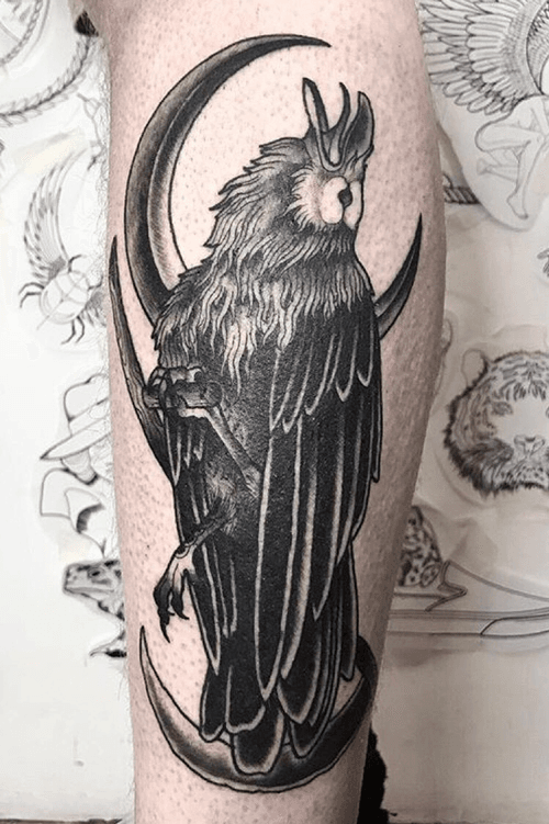 #crow #moon #blackwork #reaper #celticmoon #raven #bird #wing #crows #death #skull 
