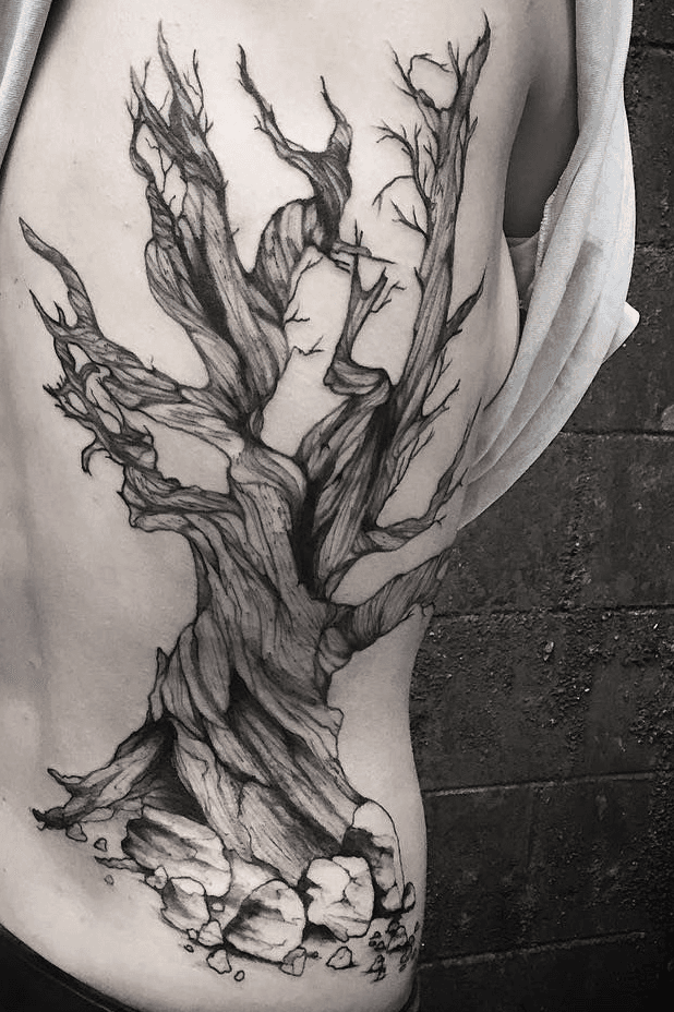 Black and Grey Bristlecone Pine Tattoo by Angela Leaf TattooNOW