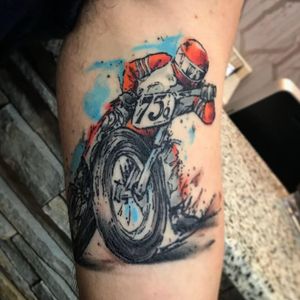 #watercolor #watercolortattoo #watercolortattoos #painterly #painterlystyle #motorbike #motorcycle #motocross #dad #dadtribute #dadtattoo 