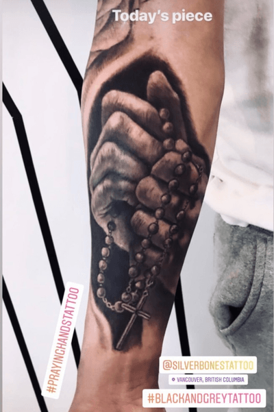 “When we pray, God hears more than we say, answers more than we ask, gives more than we imagine... in His own time and in His own way. “ Artist: nestor_ace. #religion #believers #religious #religioustattoo #vancouvertattoo #realism #realistictattoo