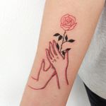 Fine Line rose with double line hands.