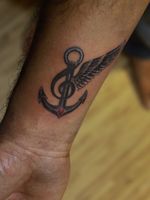Anchored with Love yet Free as a bird :) An Anchor Clef and Wing Tattoo on the wrist. Tattooed and Illustrated by Tattoo Artist Veer Hegde at Eternal Expression Tattoo & Piercing Studio 
