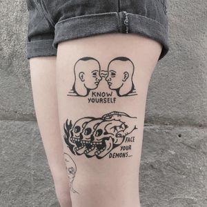 Ignorant style tattoo by Luis Lefeld #LuisLefeld #ignorantstyletattoos #ignorantstyle #ignorant #illustrative #drawing #sketch #funny #blackwork