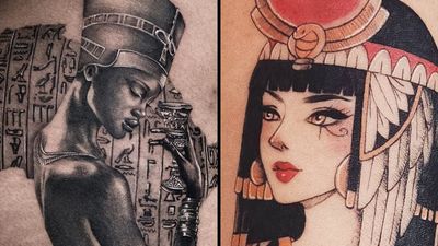 Egyptian tattoo on the left by Natashia Art Muse and tattoo on the right by peithedragon #peithedragon #NatashiaArtMuse #egyptiantattoo #egyptian #egypt #ancientegypt #culture #ancient #legend #history