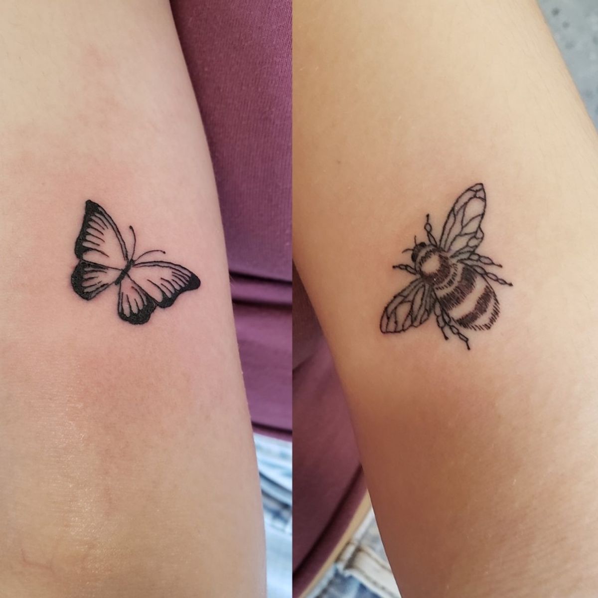 Tattoo uploaded by Jesse Haddock • A tiny bee and butterfly i knocked ...