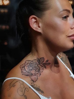 Rose - Neck Piece.  Done by tattoo artist Raga in Kamikaze Tattoo Studio Canggu.Bookings and Information by email: kamikazetattoostudios@gmail.com or phone: +62(0)82235144760#rosetattoo #necktattoos #inkedgirls #dotworktattoo #finelinetattoo #tattoos #ink #tattoogirls #traveltattoos #travel #bali #canggushortcut #canggu #giliislands #gilitrawangan #kuta