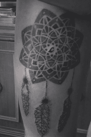 #tattoo #blackwork #dotwork #mandala #geometric #minimalistic #feathers #symmetry #initial