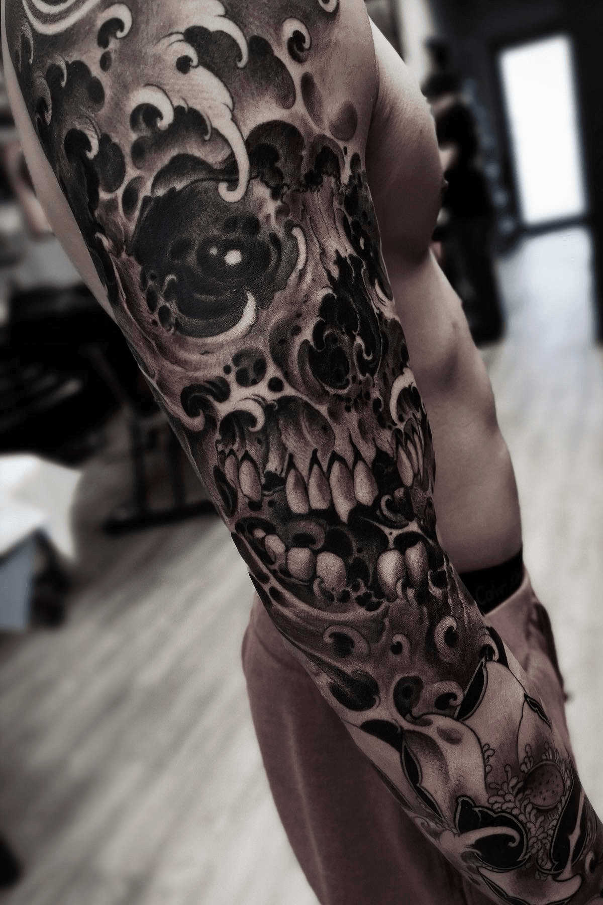 Skull And Flames Sleeve Tattoos Pin skull with flames tattoo designs   Flame  tattoos Half sleeve tattoo Tattoos