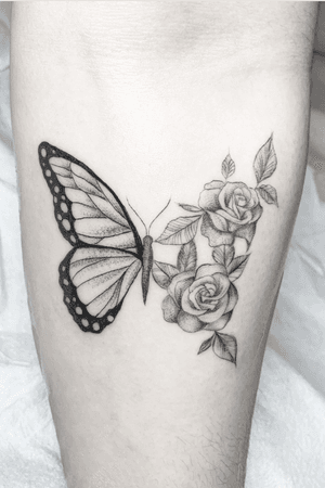 Custom butterfly with roses