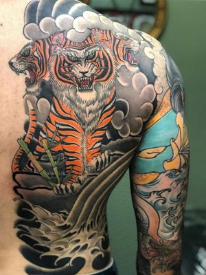 Fully healed 3 headed tiger tattoo