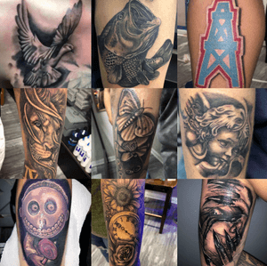 A few different tattoos in a collage