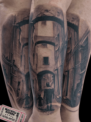 Italian Portico of Genoa & Family #blackandgrey #realism #forearm #tattooartist #maxwellrivera