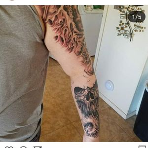 arm tattoos for men bottom half sleeves