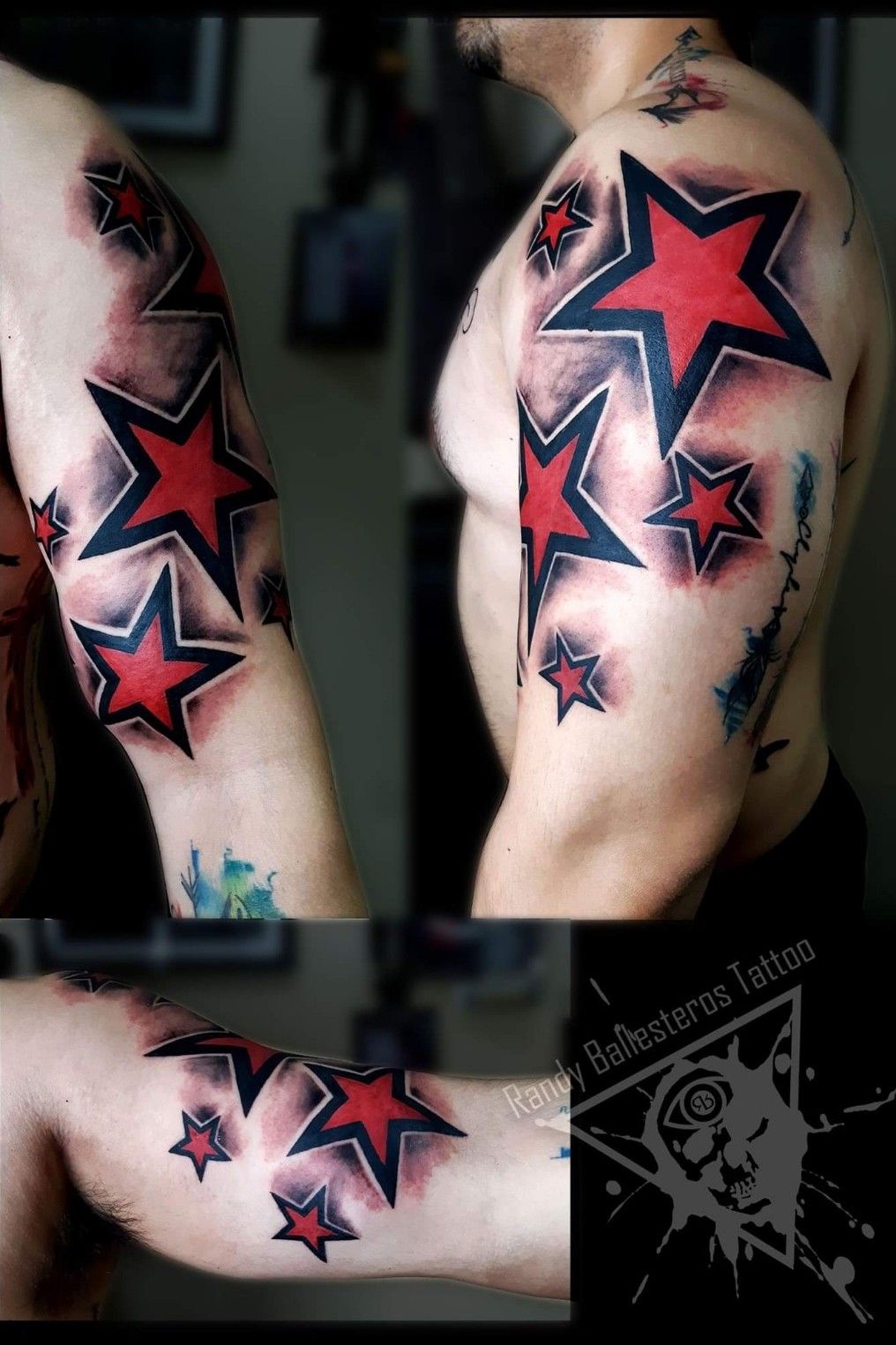 20 Water Slide Nail Art Decal Transfers Red Star Design With Black   Nautical star tattoos Star tattoo designs Star tattoos
