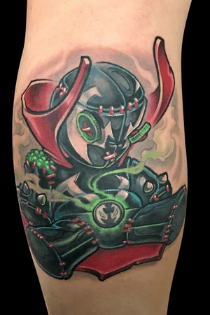 Spawn Voodoo Doll #newschool #tattooartist #tattooart #color #calftattoo 