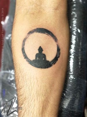 Buddha Bless Buddhism tattoo, in brush strokes. #tattooart #tattoo #blackandgreytattoo #religioustattoo #spiritualtattoo #tattooideas #wheredelhigetsinked #tattooforguys #tattoosforgirls #buddhism 
