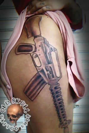 #MachineGunTattoo #TatuajesAguascalientes #AbrahamAshesHernandez #OldSkullTattooShopAgs ...in progress.