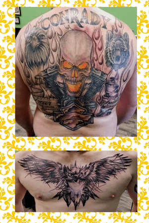 #tattoo #tattoosbythad #skull #owl #harley #harleydavidson #harleytattoo #skulltattoo #bird #birdtattoo #owltattoo #blackandgrey #blackwork #greattattoos 