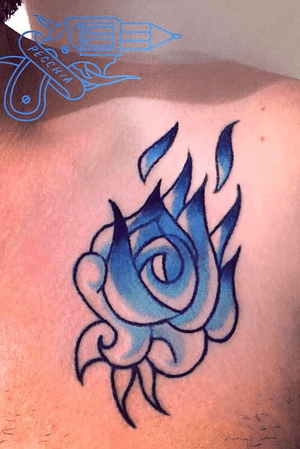 music note on fire tattoo