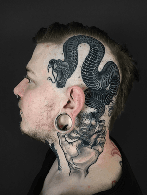 All healed • tattoos@danielasagel.com • #danielasageltattop #snake #snaketattoo #serpent #serpenttattoo #schlange #serpente #hand #handtattoo #head #headtattoo #jobstopper #allhealed #blackwork #blackandgrey #blackandgray #black #fullyhealed