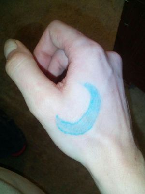 Moon tattoo on my right hand