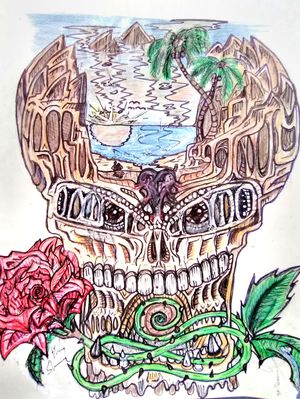 #skulls #skull #skulltattoo #rose #sunset #romantic #beachtattoos #floraltattoo. #floral 