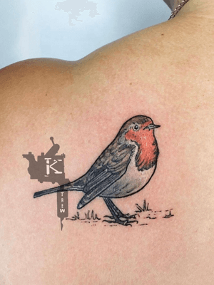 By Kirstie Trew • KTREW Tattoo • Birmingham, UK 🇬🇧 #robintattoo #birdtattoo #tattoo #birminghamuk #robin #colourtattoo #illustrative 