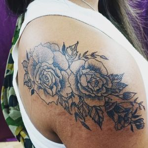 Skin patch cover up in rose tattoo