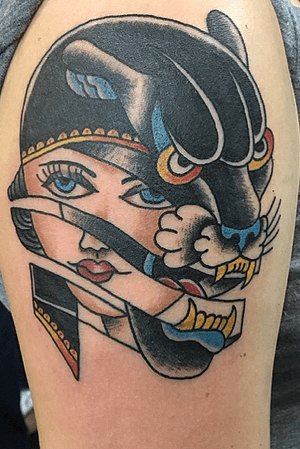 Girlhead  panther #traditionaltattoo #traditionaltattoo #traditionaltattoos #pantherhead 