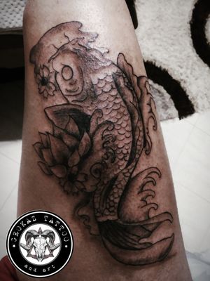 Freehand Koi fish tattoo #freehand #koi #japanese #blackandgray 
