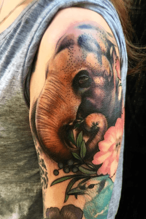 Color work on a animal sleeve i started!
