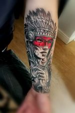 Today's final session with @jacek_0911 #neotraditional #warrior #native #american done with #cheyenne #dynamicink #worldfamous #kwadronneedles #davincineedlecartridges #bournemouth