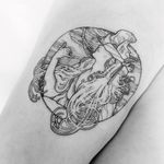 Art Nouveau tattoo by Esther Kmin #EstherKmin #artnouveau #ArtNouveautattoo #artnouveuatattoos #fineart #nature #portrait #lady #art #illustrative #painterly #blackwork #mucha #arm #leg