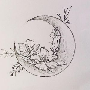Moon with flowers